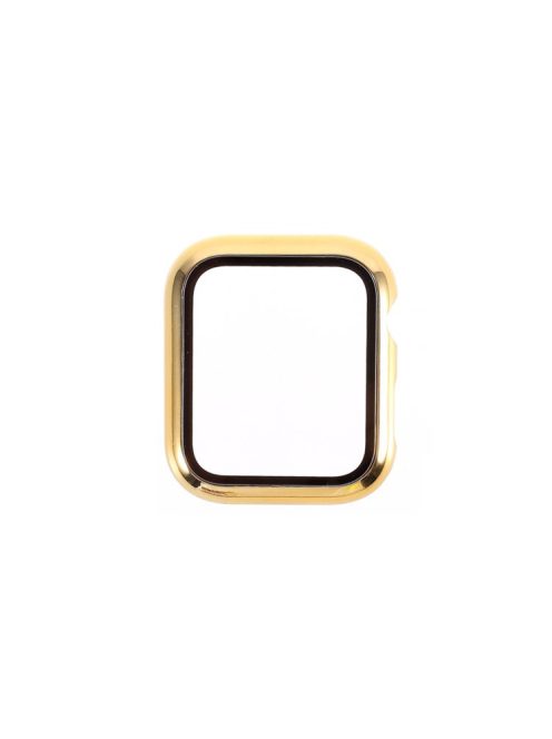 Electroplated PC Frame + Tempered Glass Screen Protector Case for Apple Watch Series SE / SE (2022) / 6 / 5 / 4 44MM - Gold