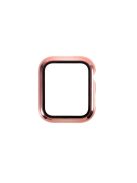 Electroplated PC Frame + Tempered Glass Screen Protector Case for Apple Watch Series SE / SE (2022) / 6 / 5 / 4 44MM - Rose Gold