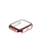 Electroplated PC Frame + Tempered Glass Screen Protector Case for Apple Watch Series SE / SE (2022) / 6 / 5 / 4 44MM - Rose Gold