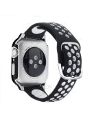 Electroplating Cover + Tempered Glass Film + Silicone Watchband for Apple Watch SE 40mm/Series 6 40mm/5 40mm/4 40mm - Black/White/Black+White