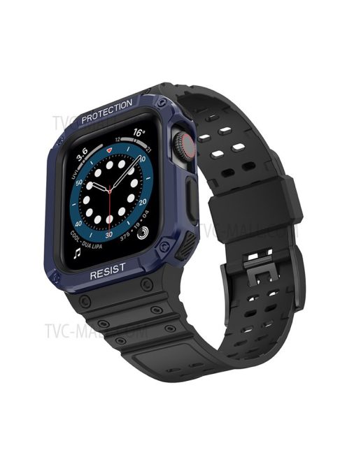 Electroplating One-Piece Soft TPU Smart Watch Replacement Strap for Apple Watch Series 10 42mm / 9 8 7 41mm / 6 5 4 SE SE (2022) SE (2023) 40mm / 3 2 1 38mm - Black / Blue