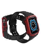 Electroplating One-Piece Soft TPU Smart Watch Replacement Strap for Apple Watch Series 10 42mm / 9 8 7 41mm / 6 5 4 SE SE (2022) SE (2023) 40mm / 3 2 1 38mm - Black / Red