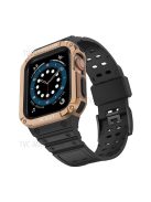 Electroplating One-Piece Soft TPU Smart Watch Replacement Strap for Apple Watch Series 10 42mm / 9 8 7 41mm / 6 5 4 SE SE (2022) SE (2023) 40mm / 3 2 1 38mm - Black / Rose Gold