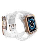 Electroplating One-Piece Soft TPU Smart Watch Replacement Strap for Apple Watch Series 10 42mm / 9 8 7 41mm / 6 5 4 SE SE (2022) SE (2023) 40mm / 3 2 1 38mm - Matte Transparent / Rose Gold