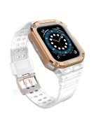 Electroplating One-Piece Soft TPU Smart Watch Replacement Strap for Apple Watch Series 10 42mm / 9 8 7 41mm / 6 5 4 SE SE (2022) SE (2023) 40mm / 3 2 1 38mm - Matte Transparent / Rose Gold