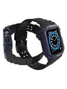 Electroplating One-piece Soft TPU Watch Band Replacement Wrist Strap for Apple Watch Series 6 / SE 44mm / SE (2022) 44mm / 5 / 4 44mm / 1 / 2 / 3 42mm / 7 45mm - Black / Blue