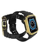 Electroplating One-piece Soft TPU Watch Band Replacement Wrist Strap for Apple Watch Series 6 / SE 44mm / SE (2022) 44mm / 5 / 4 44mm / 1 / 2 / 3 42mm / 7 45mm - Black / Gold