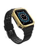 Electroplating One-piece Soft TPU Watch Band Replacement Wrist Strap for Apple Watch Series 6 / SE 44mm / SE (2022) 44mm / 5 / 4 44mm / 1 / 2 / 3 42mm / 7 45mm - Black / Gold