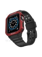 Electroplating One-piece Soft TPU Watch Band Replacement Wrist Strap for Apple Watch Series 6 / SE 44mm / SE (2022) 44mm / 5 / 4 44mm / 1 / 2 / 3 42mm / 7 45mm - Black / Red