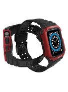 Electroplating One-piece Soft TPU Watch Band Replacement Wrist Strap for Apple Watch Series 6 / SE 44mm / SE (2022) 44mm / 5 / 4 44mm / 1 / 2 / 3 42mm / 7 45mm - Black / Red