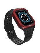 Electroplating One-piece Soft TPU Watch Band Replacement Wrist Strap for Apple Watch Series 6 / SE 44mm / SE (2022) 44mm / 5 / 4 44mm / 1 / 2 / 3 42mm / 7 45mm - Black / Red