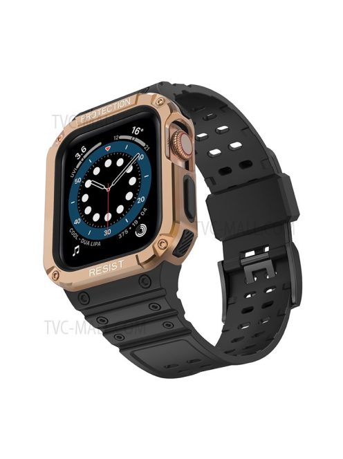 Electroplating One-piece Soft TPU Watch Band Replacement Wrist Strap for Apple Watch Series 6 / SE 44mm / SE (2022) 44mm / 5 / 4 44mm / 1 / 2 / 3 42mm / 7 45mm - Black / Rose Gold