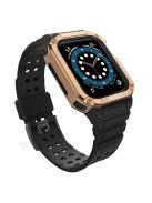 Electroplating One-piece Soft TPU Watch Band Replacement Wrist Strap for Apple Watch Series 6 / SE 44mm / SE (2022) 44mm / 5 / 4 44mm / 1 / 2 / 3 42mm / 7 45mm - Black / Rose Gold