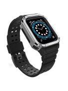 Electroplating One-piece Soft TPU Watch Band Replacement Wrist Strap for Apple Watch Series 6 / SE 44mm / SE (2022) 44mm / 5 / 4 44mm / 1 / 2 / 3 42mm / 7 45mm - Black / Silver