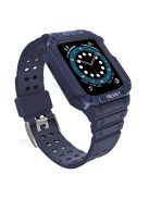 Electroplating One-piece Soft TPU Watch Band Replacement Wrist Strap for Apple Watch Series 6 / SE 44mm / SE (2022) 44mm / 5 / 4 44mm / 1 / 2 / 3 42mm / 7 45mm - Dark Blue / Blue