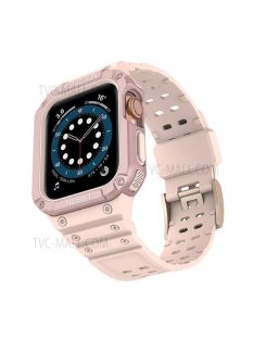   Electroplating One-piece Soft TPU Watch Band Replacement Wrist Strap for Apple Watch Series 6 / SE 44mm / SE (2022) 44mm / 5 / 4 44mm / 1 / 2 / 3 42mm / 7 45mm - Pink / Rose Pink