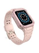 Electroplating One-piece Soft TPU Watch Band Replacement Wrist Strap for Apple Watch Series 6 / SE 44mm / SE (2022) 44mm / 5 / 4 44mm / 1 / 2 / 3 42mm / 7 45mm - Pink / Rose Pink