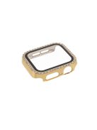 Electroplating Rhinestones Decor PC Frame Tempered Glass Protector Cover for Apple Watch Series 4 / 5 / 6 / SE / SE (2022) 44m - Gold