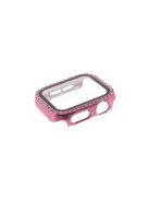 Electroplating Rhinestones Decor PC Frame Tempered Glass Protector Cover for Apple Watch Series 4/5/6/SE 40mm - Pink