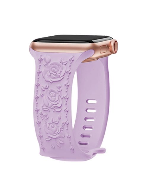 Embossing Strap for Apple Watch 10 46mm / Ultra 2 / Ultra 49mm / 9 8 7 45mm / SE (2023) SE (2022) SE 6 5 4 44mm / 3 2 1 42mm Silicone Band - Lavender