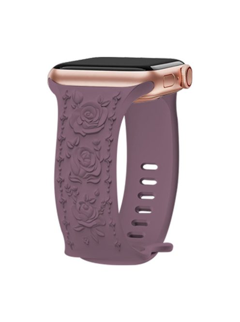 Embossing Strap for Apple Watch 10 46mm / Ultra 2 / Ultra 49mm / 9 8 7 45mm / SE (2023) SE (2022) SE 6 5 4 44mm / 3 2 1 42mm Silicone Band - Smoke Purple