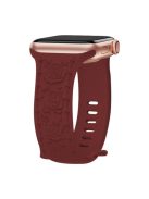 Embossing Strap for Apple Watch 10 46mm / Ultra 2 / Ultra 49mm / 9 8 7 45mm / SE (2023) SE (2022) SE 6 5 4 44mm / 3 2 1 42mm Silicone Band - Wine Red