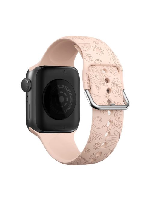 Engraved Bands for Apple Watch Series 10 42mm / 9 8 7 41mm / SE (2023) SE (2022) SE 6 5 4 40mm / 3 2 1 38mm Silicone Strap Watch Bracelet - Pink