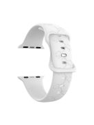 Engraved Silicone Band for Apple Watch Series 10 46mm / Ultra 2 Ultra 49mm /  Series 9 8 7 45mm / 6 5 4 SE (2023) SE (2022) SE 44mm / 3 2 1 42mm Sport Strap Replacement - White