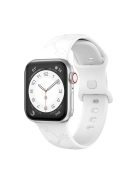 Engraved Silicone Band for Apple Watch Series 10 46mm / Ultra 2 Ultra 49mm /  Series 9 8 7 45mm / 6 5 4 SE (2023) SE (2022) SE 44mm / 3 2 1 42mm Sport Strap Replacement - White