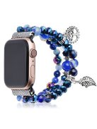 Fashion iWatch Blue Crystal Beaded Bracelet Watchband Strap with Life Tree and Leaf Pendant for Apple Watch Series 10 46mm / Ultra 2 Ultra 49mm / 9 8 7 45mm / SE (2023) SE (2022) SE 6 5 4 44mm / 3 2 1 42mm