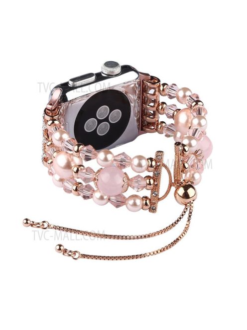 Fashionable Agate Pearl Smart Bracelet Smart Watch Strap for Apple Watch Series 10 46mm / Ultra 2 Ultra 49mm / 9 8 7 45mm / SE (2023) SE (2022) SE 6 5 4 44mm / 3 2 1 42mm - Agate / Pink