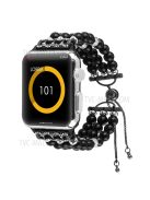 Fashionable Agate Pearl Smart Bracelet Smart Watch Strap for Apple Watch Series 10 46mm / Ultra 2 Ultra 49mm / 9 8 7 45mm / SE (2023) SE (2022) SE 6 5 4 44mm / 3 2 1 42mm - Pearl / Black