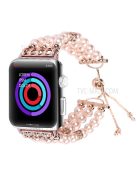 Fashionable Agate Pearl Smart Bracelet Smart Watch Strap for Apple Watch Series 10 46mm / Ultra 2 Ultra 49mm / 9 8 7 45mm / SE (2023) SE (2022) SE 6 5 4 44mm / 3 2 1 42mm - Pearl / Pink