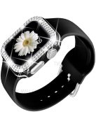 Fashionable Rhinestone Decor Watch Protective Cover + Silicone Watch Band Strap Replacement for Apple Watch Series 4/5/6/SE 40mm - Black