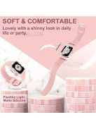 Fashionable Rhinestone Decor Watch Protective Cover + Silicone Watch Band Strap Replacement for Apple Watch Series 4/5/6/SE 40mm - Pink