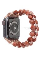 Faux Pearl Rhinestone Decor Wrist Strap Smart Watch Band Bracelet for Apple Watch Series 10 42mm / 9 8 7 41mm / 6 5 4 SE SE (2022) SE (2023) 40mm / 3 2 1 38mm - Brown