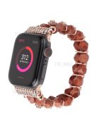 Faux Pearl Rhinestone Decor Wrist Strap Smart Watch Band Bracelet for Apple Watch Series 10 42mm / 9 8 7 41mm / 6 5 4 SE SE (2022) SE (2023) 40mm / 3 2 1 38mm - Brown