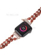 Faux Pearl Rhinestone Decor Wrist Strap Smart Watch Band Bracelet for Apple Watch Series 10 42mm / 9 8 7 41mm / 6 5 4 SE SE (2022) SE (2023) 40mm / 3 2 1 38mm - Brown