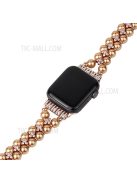 Faux Pearl Rhinestone Decor Wrist Strap Smart Watch Band Bracelet for Apple Watch Series 10 42mm / 9 8 7 41mm / 6 5 4 SE SE (2022) SE (2023) 40mm / 3 2 1 38mm - Gold