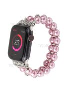 Faux Pearl Rhinestone Decor Wrist Strap Smart Watch Band Bracelet for Apple Watch Series 10 42mm / 9 8 7 41mm / 6 5 4 SE SE (2022) SE (2023) 40mm / 3 2 1 38mm - Pink