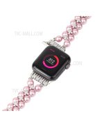 Faux Pearl Rhinestone Decor Wrist Strap Smart Watch Band Bracelet for Apple Watch Series 10 42mm / 9 8 7 41mm / 6 5 4 SE SE (2022) SE (2023) 40mm / 3 2 1 38mm - Pink