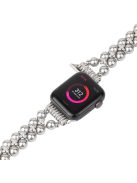 Faux Pearl Rhinestone Decor Wrist Strap Smart Watch Band Bracelet for Apple Watch Series 10 42mm / 9 8 7 41mm / 6 5 4 SE SE (2022) SE (2023) 40mm / 3 2 1 38mm - Silver