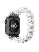 Faux Pearl Rhinestone Decor Wrist Strap Smart Watch Band Bracelet for Apple Watch Series 10 42mm / 9 8 7 41mm / 6 5 4 SE SE (2022) SE (2023) 40mm / 3 2 1 38mm - White