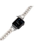 Faux Pearl Rhinestone Decor Wrist Strap Smart Watch Band Bracelet for Apple Watch Series 10 42mm / 9 8 7 41mm / 6 5 4 SE SE (2022) SE (2023) 40mm / 3 2 1 38mm - White