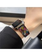 Ffor Apple Watch 10 46mm / Ultra 2 / Ultra 49mm / 9 8 7 45mm / SE (2023) SE (2022) SE 6 5 4 44mm / 3 2 1 42mm Watch Strap - Black+Colored Rhombus