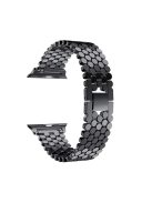 Fish Scale Design Metal Smartwatch Strap Replacement Wrist Band for Apple Watch Series 10 42mm / 9 8 7 41mm / 6 5 4 SE SE (2022) SE (2023) 40mm / 3 2 1 38mm - Black