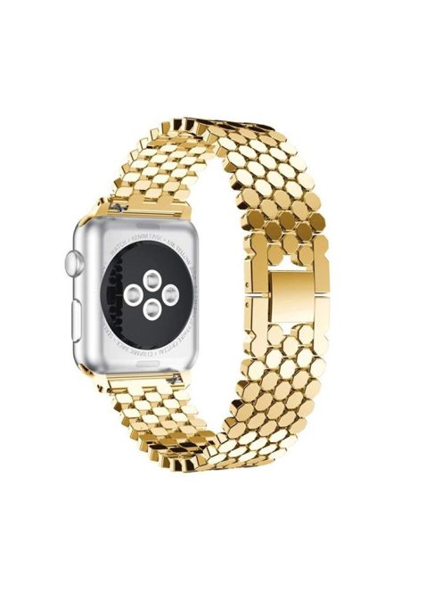 Fish Scale Design Metal Smartwatch Strap Replacement Wrist Band for Apple Watch Series 10 42mm / 9 8 7 41mm / 6 5 4 SE SE (2022) SE (2023) 40mm / 3 2 1 38mm - Gold