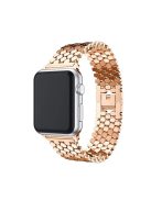 Fish Scale Design Metal Smartwatch Strap Replacement Wrist Band for Apple Watch Series 10 42mm / 9 8 7 41mm / 6 5 4 SE SE (2022) SE (2023) 40mm / 3 2 1 38mm - Rose Gold