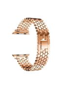 Fish Scale Design Metal Smartwatch Strap Replacement Wrist Band for Apple Watch Series 10 42mm / 9 8 7 41mm / 6 5 4 SE SE (2022) SE (2023) 40mm / 3 2 1 38mm - Rose Gold