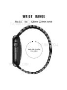 Five Beads Metal Watch Strap + Protective Case Rhinestone Decor Anti-Scratch Replacement for Apple Watch Series 7 45mm - Black/White/Black